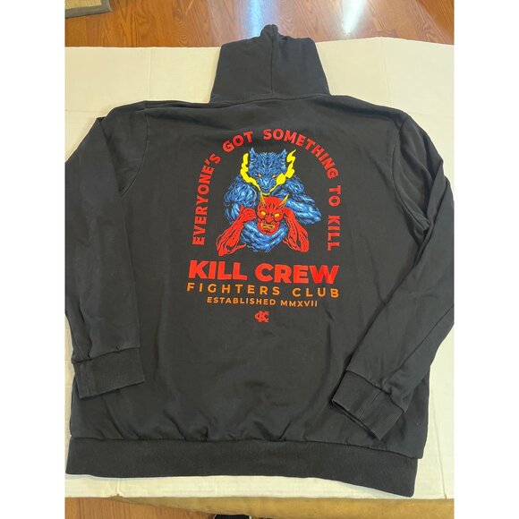 Kill Crew  men’s XL Black Pullover Hoodie With Graphic Print & Kangaroo Pocket - Picture 1 of 11